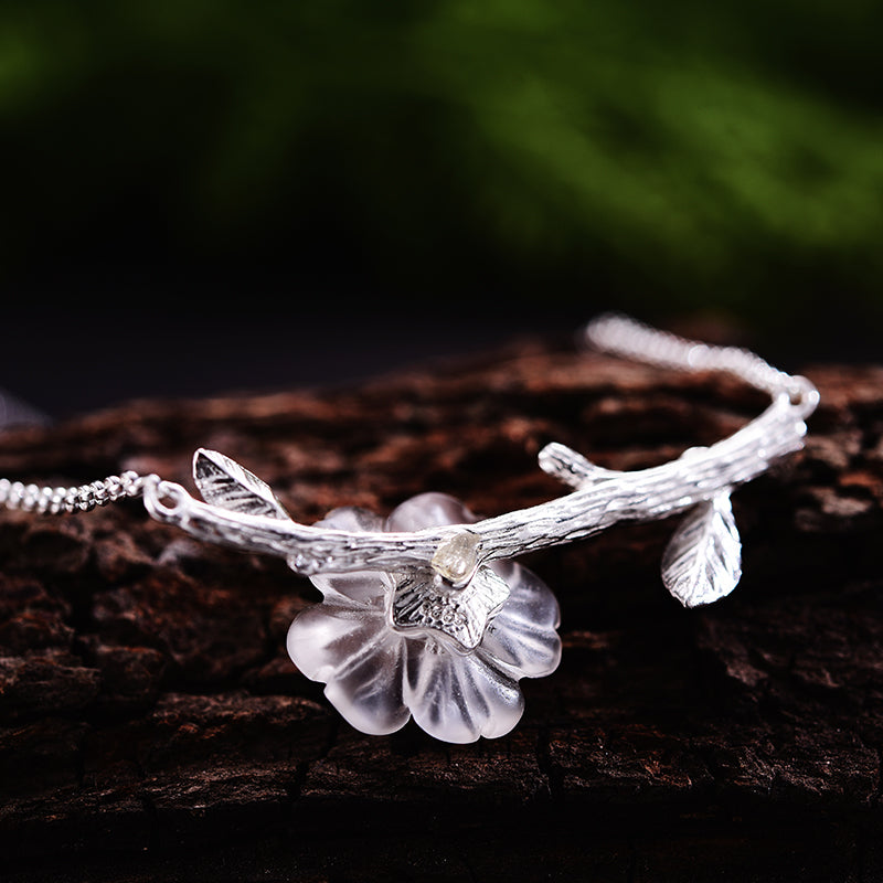 Horizontal Style Crystal Flower Necklace