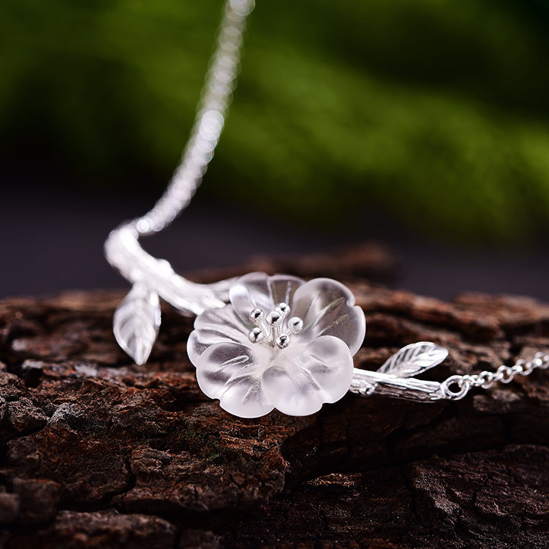 Horizontal Style Crystal Flower Necklace