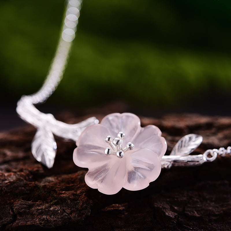 Horizontal Style Crystal Flower Necklace