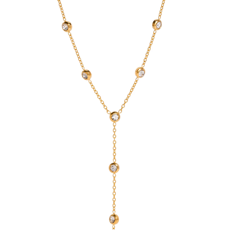 Cadena larga con gotas de circonitas