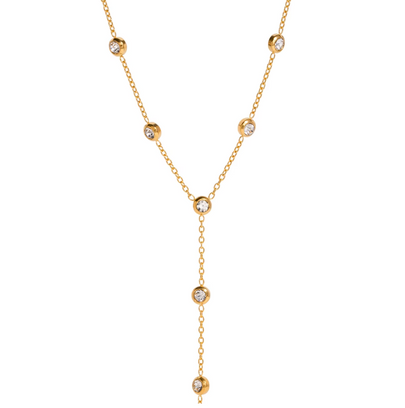 Cadena larga con gotas de circonitas