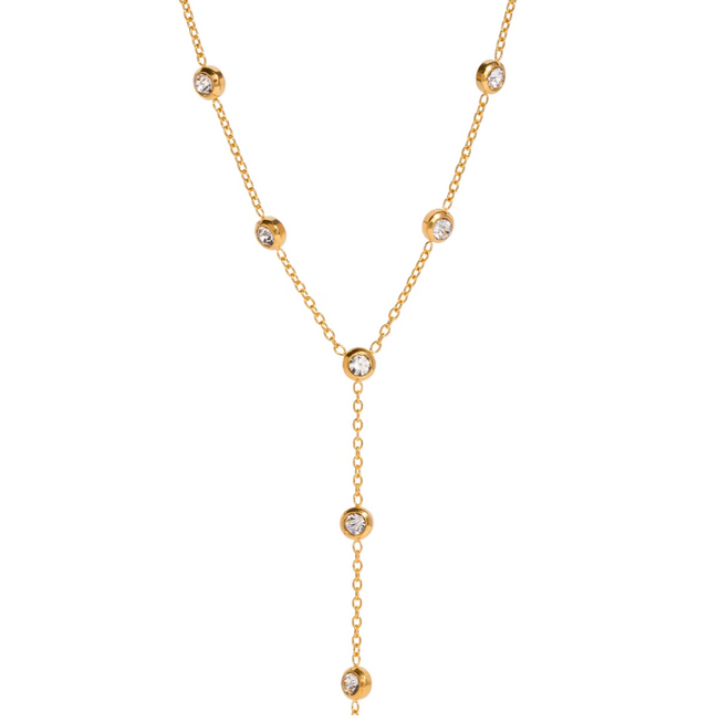 Cadena larga con gotas de circonitas