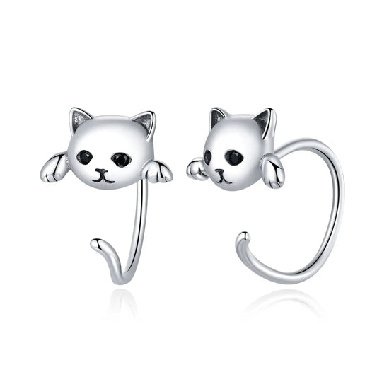 Boucles d'oreilles queue avec motif chat