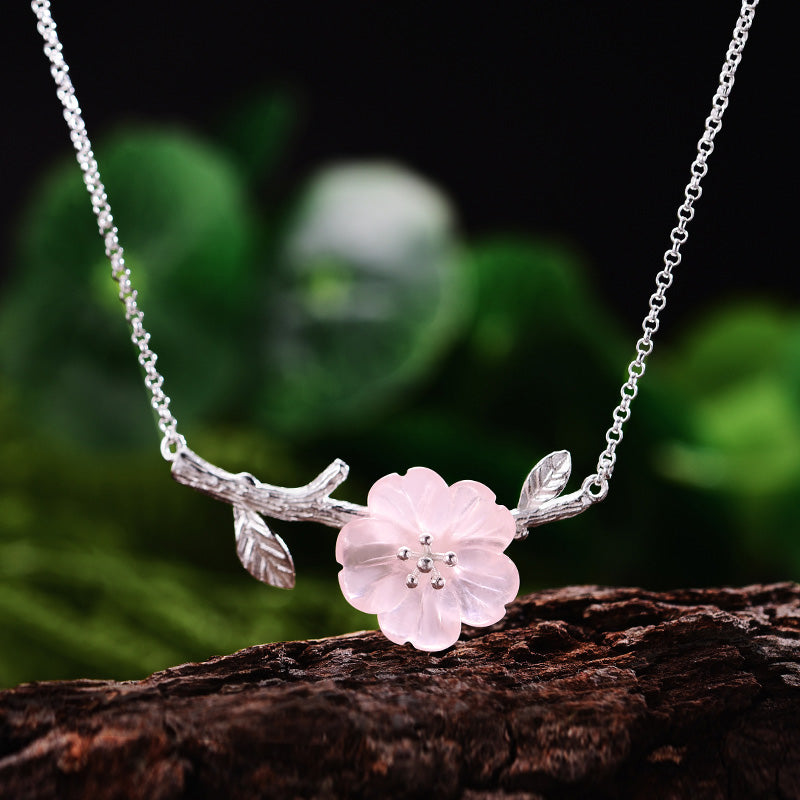 Horizontal Style Crystal Flower Necklace