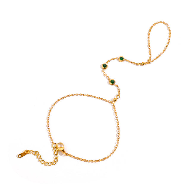Pulsera con Anillo de Cadena con Circonitas Verdes
