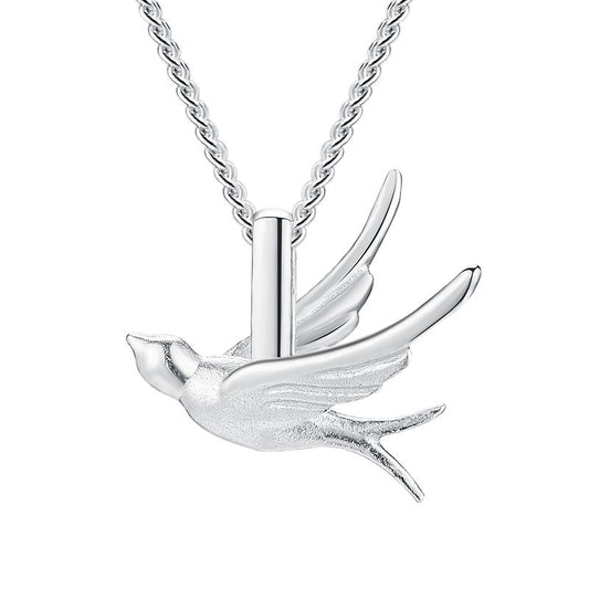 Collana con uccello volante in argento sterling e oro 18 carati da donna