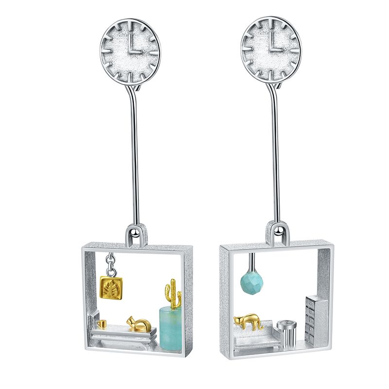 Home Sweet Home earrings in 925 silver and 18k gold for women