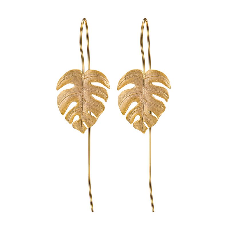 Pendientes Hoja De Otoño de plata de ley 925 pura y oro 18k, Calidad Española, 100% Hecho a Mano para mujeres