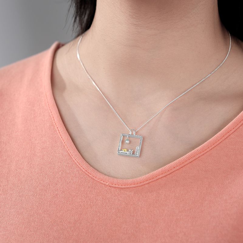 Home Sweet Home necklace in 925 silver and 18k gold for women