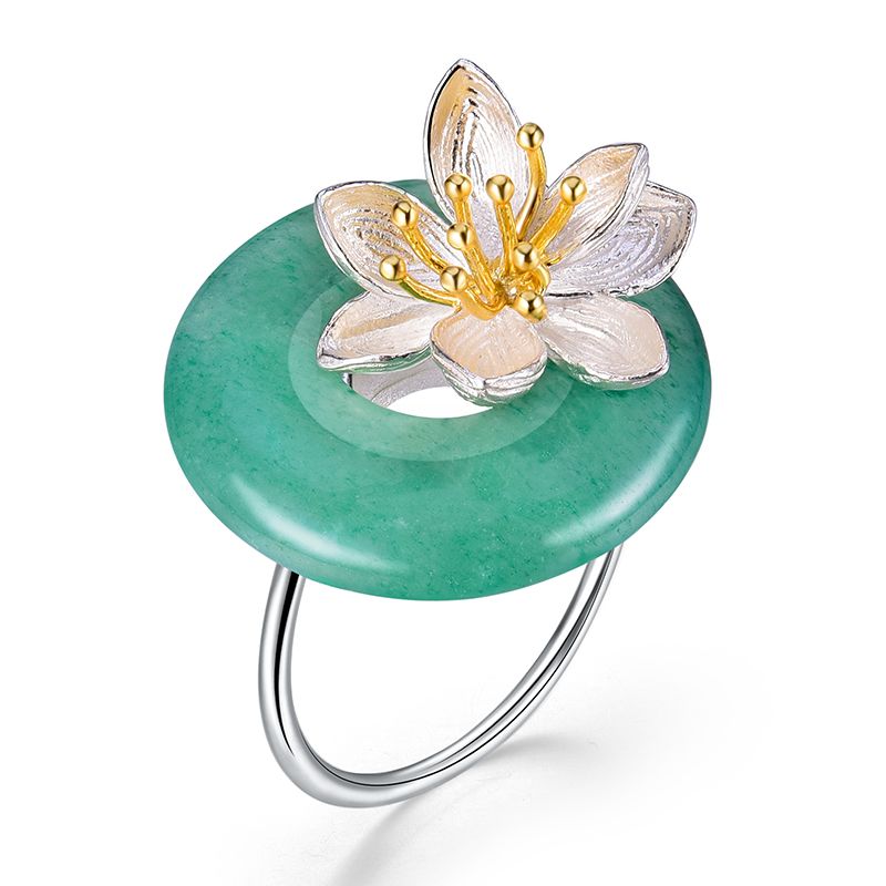 Anello Lotus Whispers con pietra avventurina