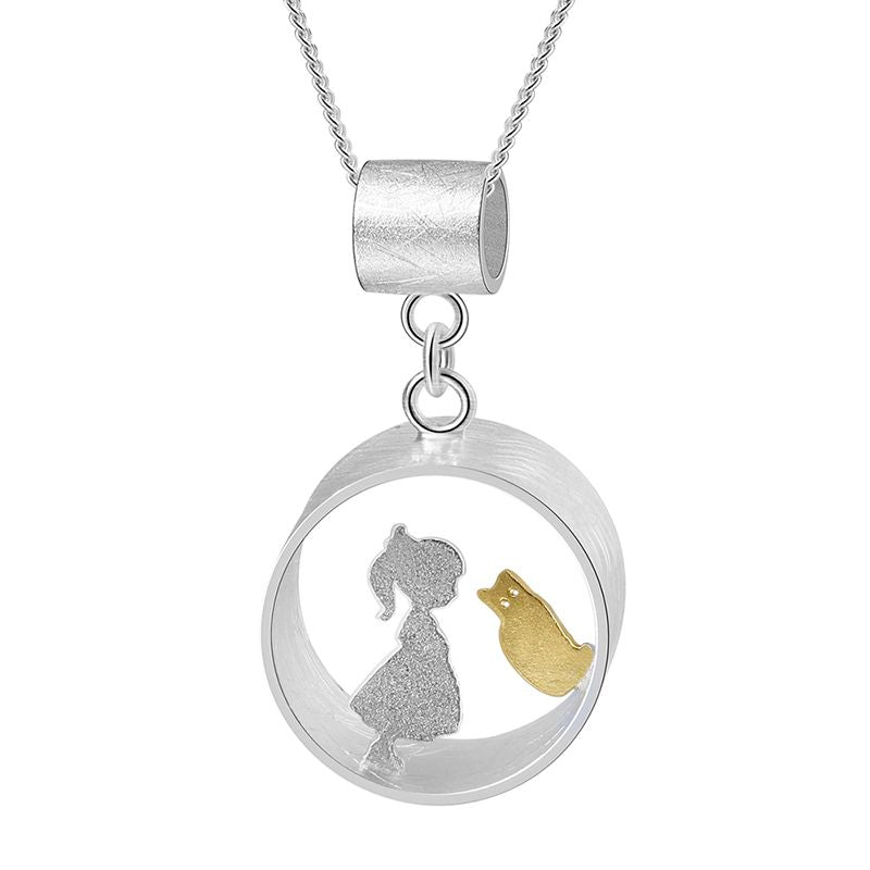 Sono con la mia preziosa collana a forma di gatto in argento sterling puro e oro 18 carati unisex