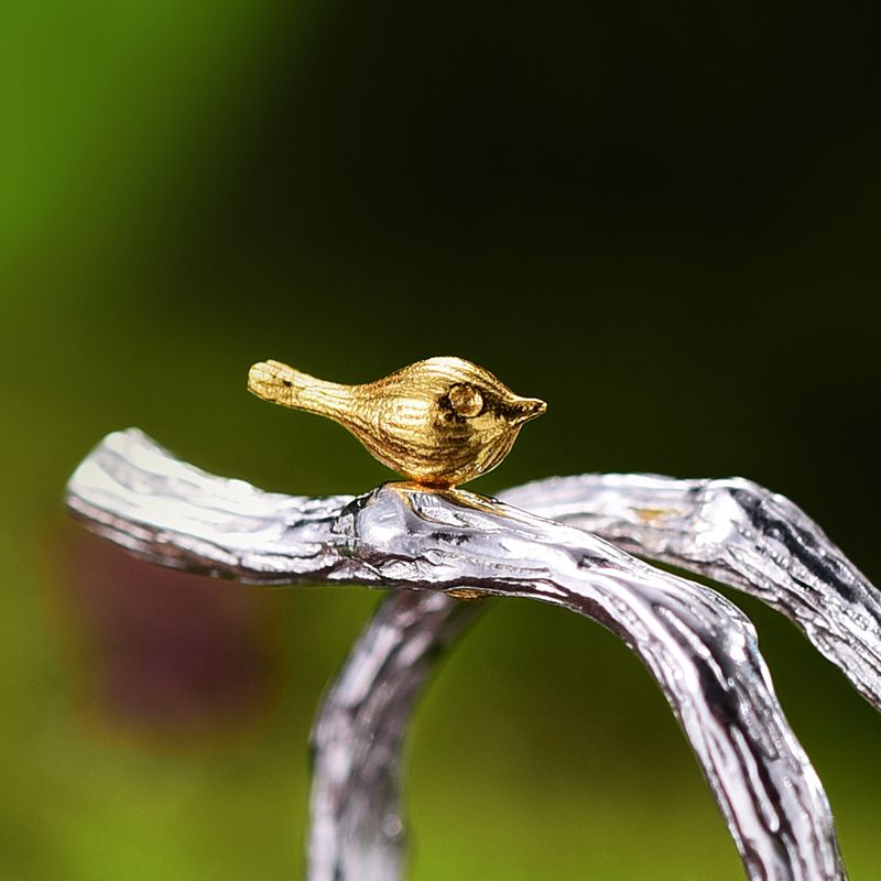 Anillo la historia de amor de dos pájaros