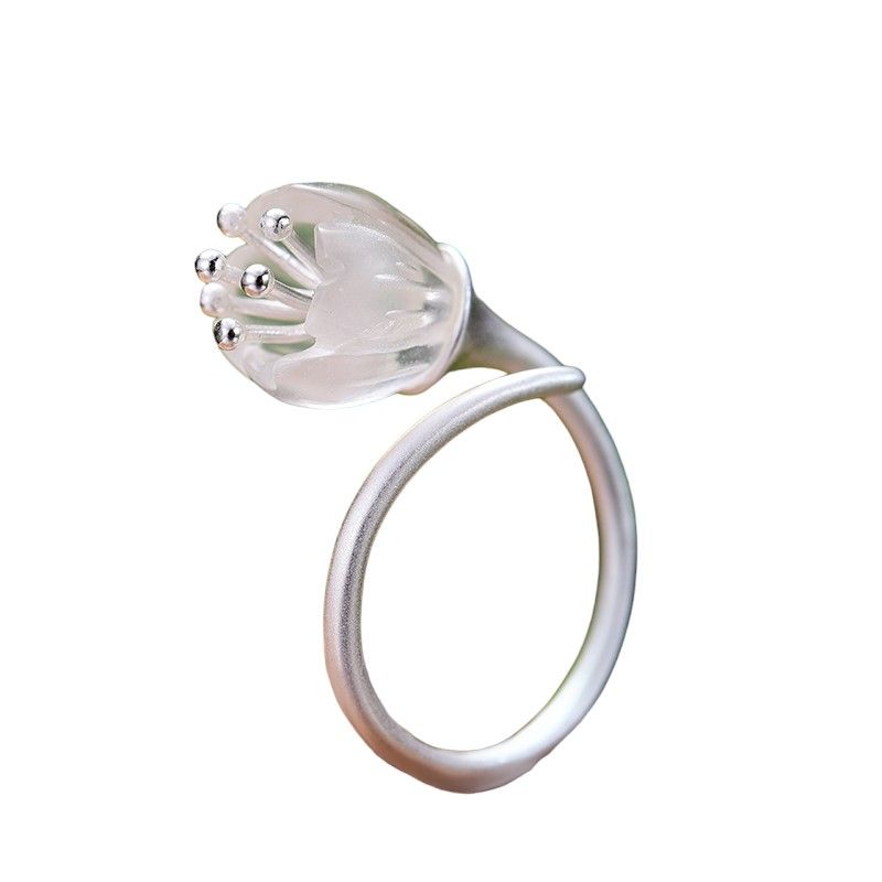 Fresh Bell Orchid Flower Ring in Sterling Silver and 18k Gold for Women