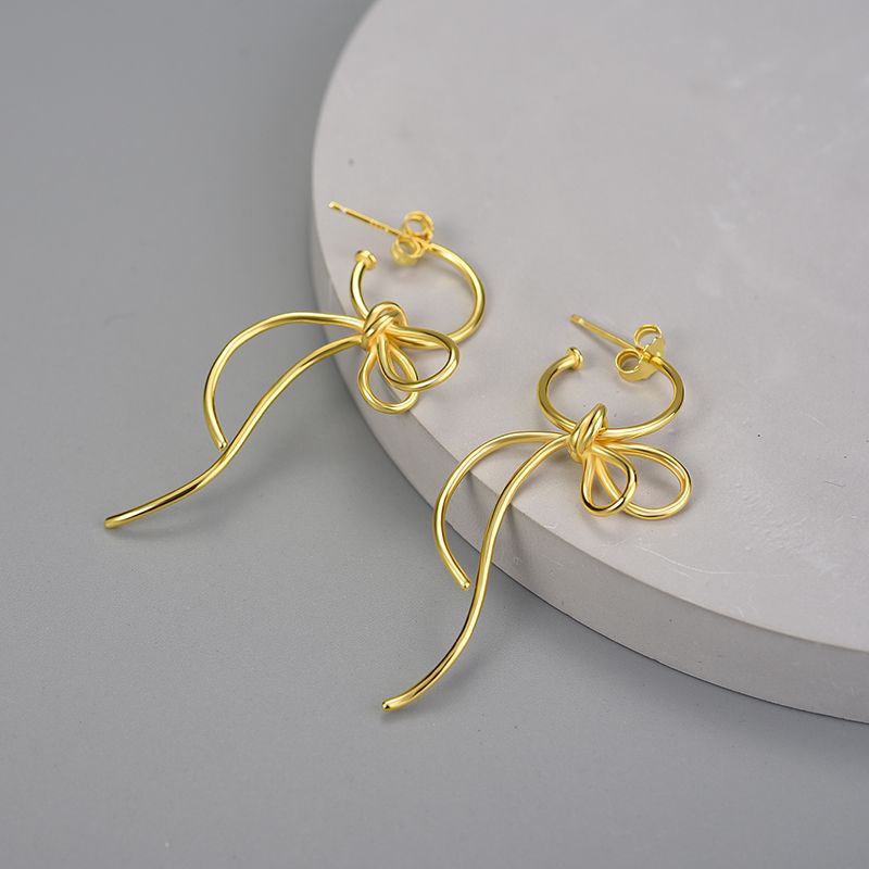 Pendientes Con Diseño De Nudo de plata de ley 925 pura y oro 18k, Calidad Española, 100% Hecho a Mano para mujeres