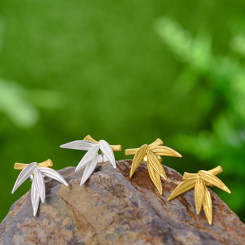 Pendientes Hoja De Bambú