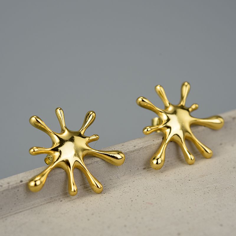 pendientes de salpicaduras de plata de ley 925 pura y oro 18k, Calidad Española, 100% Hecho a Mano para mujeres