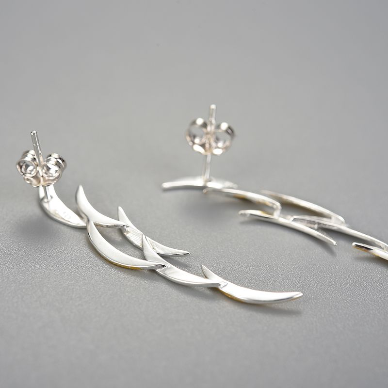 pendientes luna creciente de plata de ley 925 pura y oro 18k, Calidad Española, 100% Hecho a Mano para mujeres