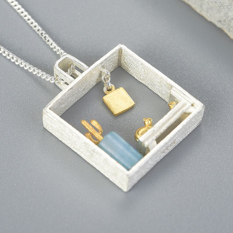 Home Sweet Home necklace in 925 silver and 18k gold for women