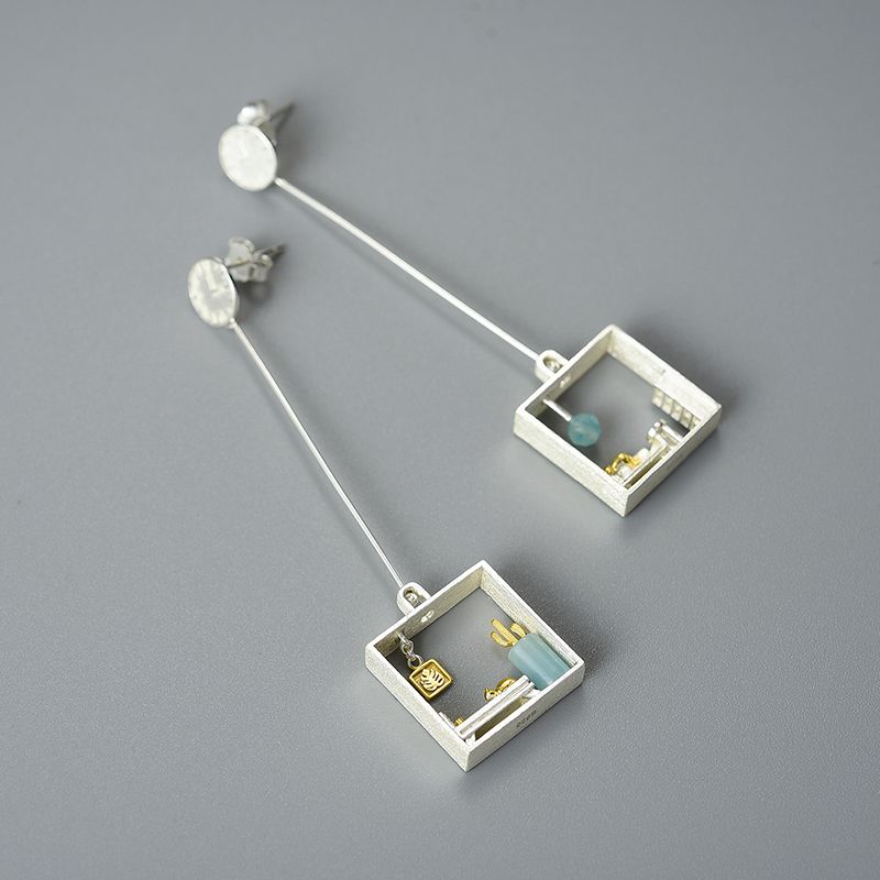 Home Sweet Home earrings in 925 silver and 18k gold for women