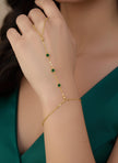 Pulsera con Anillo de Cadena con Circonitas Verdes