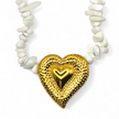 Collar de Corazón Martillado con Piedra Delicada