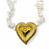 Collar de Corazón Martillado con Piedra Delicada