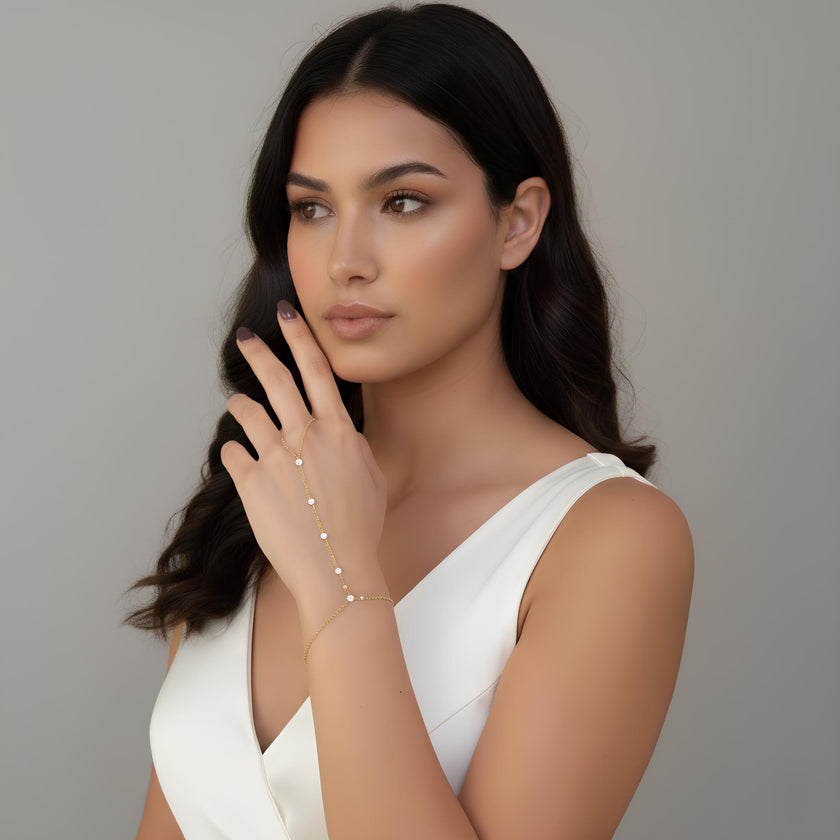 Pulsera con Anillo de Cadena con Circonitas Blancas