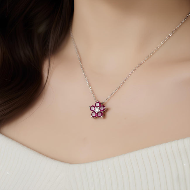 Collar Flor de Rubí