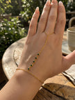 Armband mit Kettenring und grünem Zirkonia