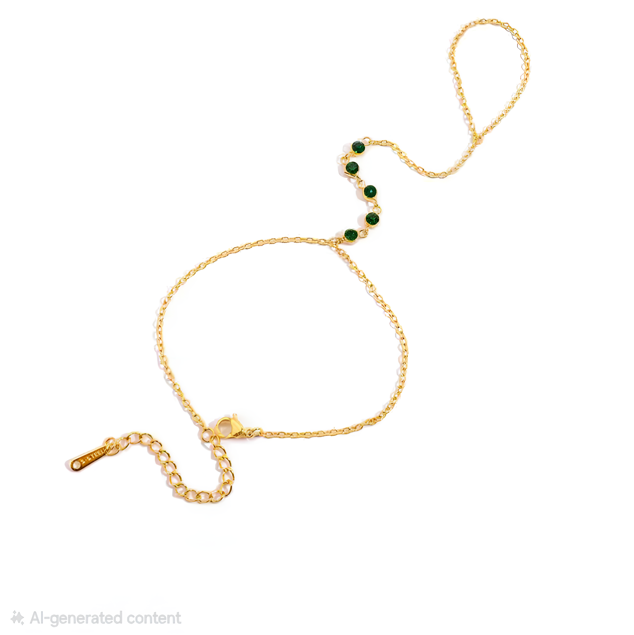 Armband mit Kettenring und grünem Zirkonia