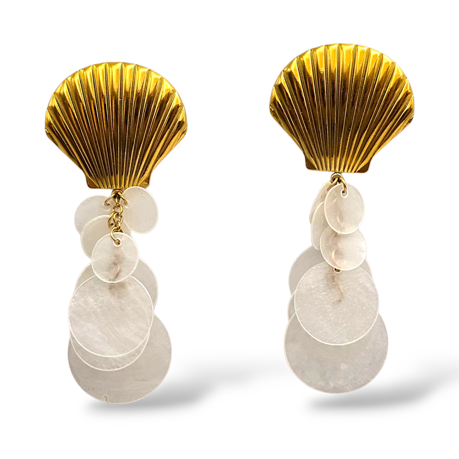 Pendientes Nácar y Concha en acero 316L
