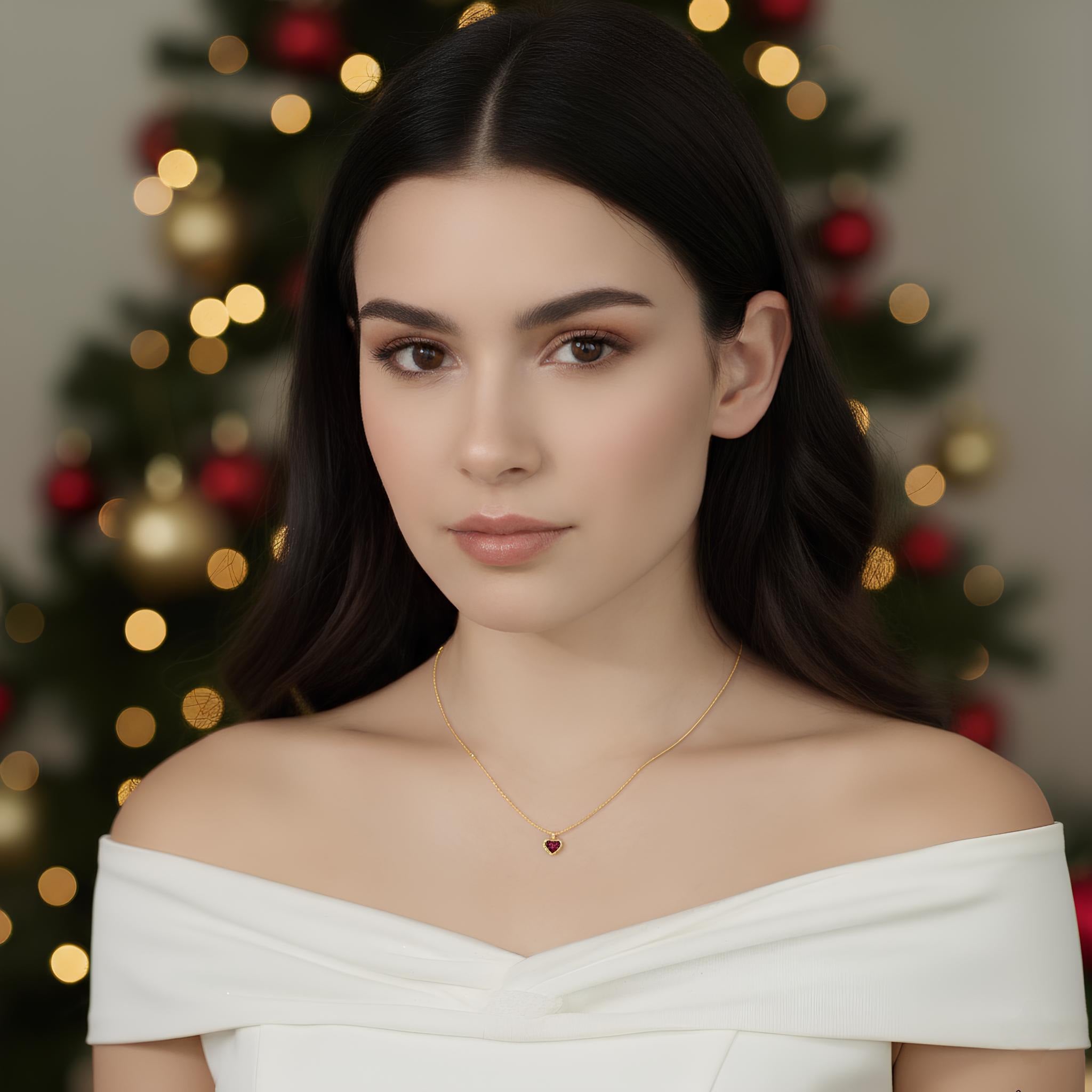 Collar Amor con piedra de zirconia roja