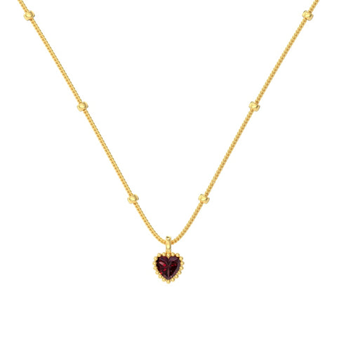 Collar Amor con piedra de zirconia roja